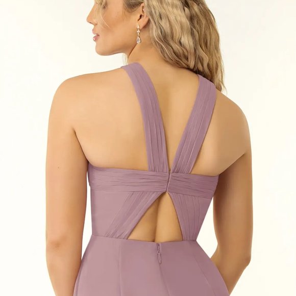 Azazie Rue A-L Halter Thigh High Slit Formal Dress Size CUSTOM - Picture 3 of 8